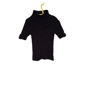Camilla Girls 5/6 Black Knit Turtleneck Sweater With Embroidery Logo - Picture 1 of 3