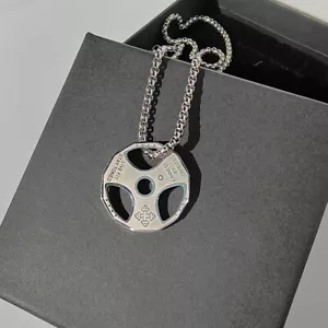 Fitness Dumbbell Weight Barbell Pendant Necklace Stainless Steel Sports Jewelry - Picture 1 of 15