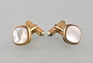 a-9325111 Paar Manschettenknöpfe goldfarben Perlmutt Vintage 1,5x1,5cm - Bild 1 von 2