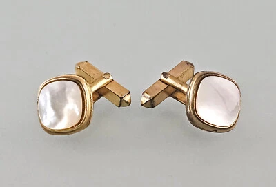 a-9325111-d Manschettenknöpfe goldfarben Perlmutt Vintage 1,5x1,5cm - Bild 1 von 2