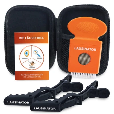 Lausinator Läusekamm/ Nissenkamm mit Box & 2 Haarspangen - feiner Zinkenabstand