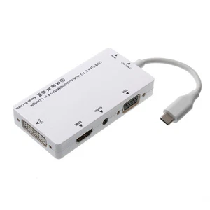 4in1 USB 3.1 Type C to VGA HDMI DVI Audio Female Adapter Cable Converter Dongle - Picture 1 of 6