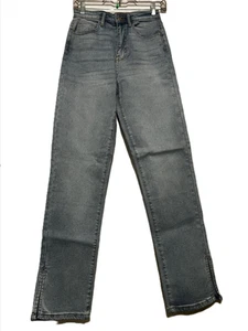 Guess Straight Leg Denim Jeans Women's Size US 27 Blue High Rise Slim Side Slit - Picture 1 of 4