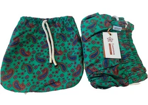 Luerown New York Green Blue Paisley Print Men’s Trunks Swim Shorts - Picture 1 of 7