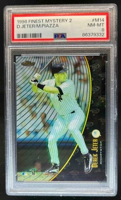 1998 Finest Mike Piazza Derek Jeter Mystery (Series Two) #M14 Yankees PSA 8 - Image 1 of 2