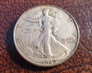 Silbermünze Walking Liberty Half Dollar 1942 Münzzeichen USA USA - Bild 1 von 2
