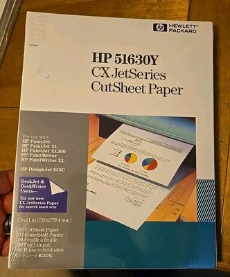Papel de hoja de corte HP 51630Y CX JetSeries nuevo, sellado 8,5 x 11 Foto 1 de 2