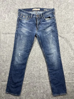 Guess Jeans Men's Slim Straight Fit Medium Wash Distressed Casual Size 34x30 VTG - Image 1 of 4