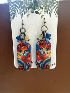 Kitty Katze Ohrringe - Ohrhänger - leuchtende Farbe Ohrring Katzenschmuck - Bild 1 von 5