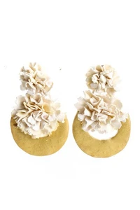 Pendientes de clip colgantes Grazia Fortuna Ward para mujer florales tono marfil/oro - Imagen 1 de 9