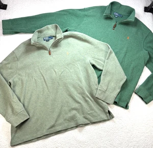 Polo Ralph Lauren Men’s 2XL Quarter Zip Pullover Sweater Bundle Lot of 2 Green - Picture 1 of 11