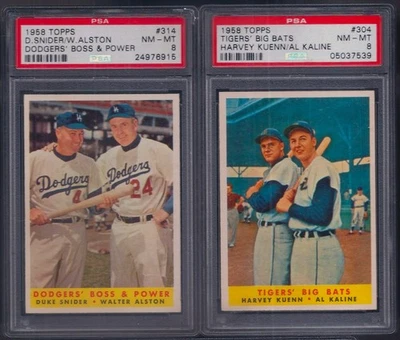 PSA 8 1958 Topps #314 Duke Snider Walter Alston Los Angeles Dodgers ¡SOLO LEER! Foto 1 de 4