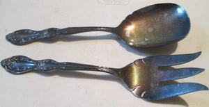 VINTAGE WM ROGERS VERSILBERT FLEISCH SERVIERGABEL & LÖFFEL BEVERLY MANOR MUSTER 1964 - Bild 1 von 8