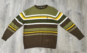 Maglione pullover vintage Y2K SOUTHPOLE verde marrone a righe 100% acrilico - Foto 1 di 16