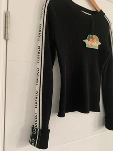 BNWT Fiorucci Women’s Black Fine 100% Merino Wool Logo Jumper UK L RRP £190 - Picture 1 of 12