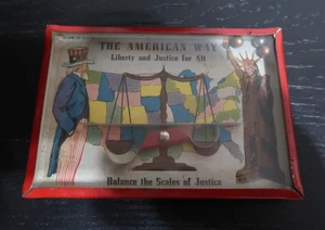 Antique American Way Uncle Sam Statue Liberty Dexterity Game Scale Balls Pinball - Picture 1 of 8