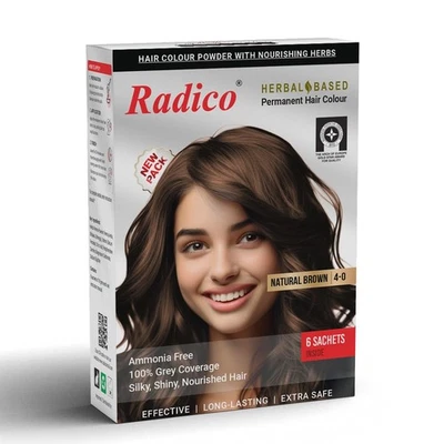 Radico Natürliche Kräuter Permanent Haarfarbe Brown für Alle Haartypen Set Von
