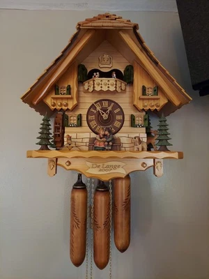 ADOLF HERR FAITHFUL HOME BLACK FOREST 8 DAY MUSICAL CUCKOO CLOCK W DANCERS KISS - Image 1 of 4