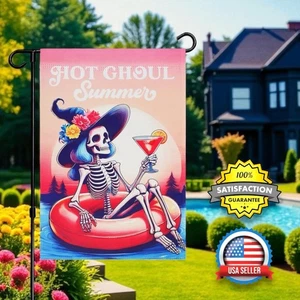 Hot Ghoul Verano Esqueleto Summerween Halloween Jardín Bandera 12.5x18" Doble Cara - Imagen 1 de 15