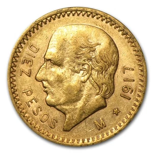 1917 Mexico Gold 10 Pesos XF - Picture 1 of 2