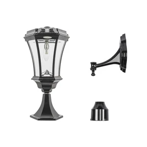 Sensore di Movimento Luce Solare da Esterno Post, Lampadina Vittoriana, Alluminio Nero, 3 Mou... - Foto 1 di 7