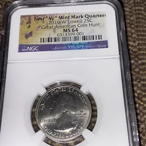 2019-W Lowell 25c First "W" mint mark Quarters MS-64 NGC - Picture 1 of 4