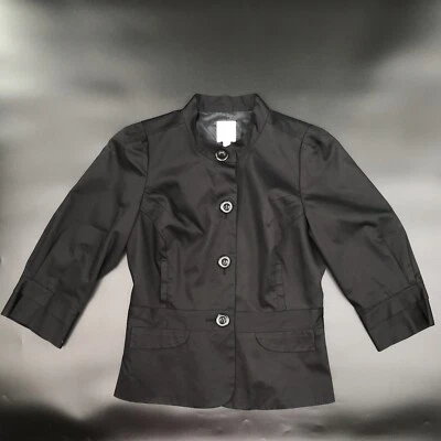 Chaqueta Blazer Mujer Halógena Negra Recortada 3 Botones Talla Pequeña Foto 1 de 4