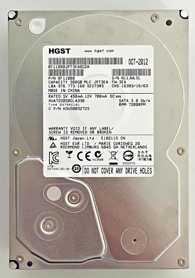 HGST Ultrastar A7K2000 1TB Intern HDD 7200RPM Dauerbetrieb HUA722050CLA330 - Bild 1 von 1