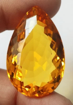 AAA+ Large Yellow Citrine 70.9ct. Pear Cut Faceted Loose Gemstone Ring & Pendant - Image 1 of 4