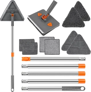 Collapsible Baseboard Cleaner with Extension Pole and Reusable Cleaning Pads - Picture 1 of 11