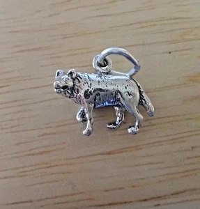 Plata Esterlina 3D 10x15 mm Coyote Lobo Pastor Alemán 2,5 gramos ¡Dije! - Imagen 1 de 5