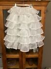 WHITE LAYERED VINTAGE ORGANDIE MAGNOLIA PEARL STYLE RUFFLED SKIRT,  ONE SIZE
