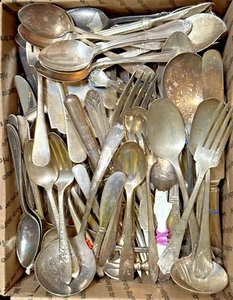 Vintage Antique Silverplate Flatware Mixed Random Pieces Resell Crafting 20 lbs - Picture 1 of 10