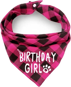 Plaid Dog Bandana with Button, Dual Layer Soft Cotton Triangle Dog Scarf Kerchie - Picture 1 of 5