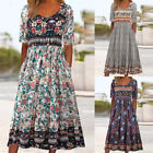 Beach Dress Sundress Maxi Dress Boho Holiday Summer Women Casual floral print