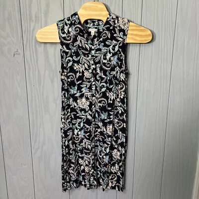 Croft & Barrow Dress Collared Full Length Button Down Dress Blue Floral Size XXL - Image 1 of 4