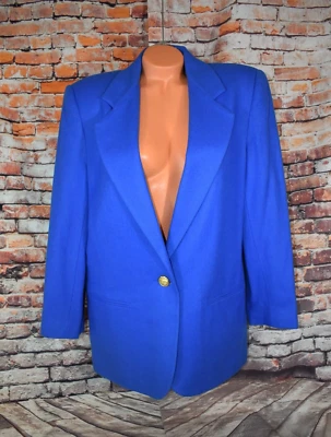 Savannah Size 14 Vintage Blue 100% Wool Blazer Jacket 1 Button Sports Coat - Image 1 of 4