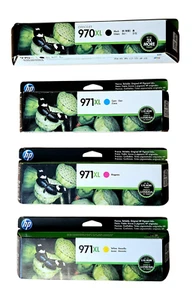 4 Genuine HP 970XL 971XL CYMK High Yield Ink Cartridges OfficeJet Pro X451 X551 - Picture 1 of 2