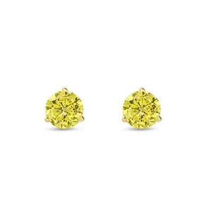 1.70 Ct Round Cut Canary Earrings Studs Solid 18K Yellow Gold Push Back Martini - Picture 1 of 3