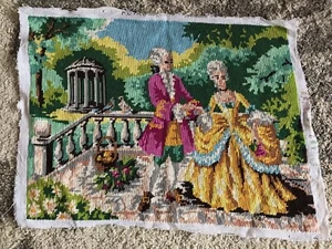 Vintage French romance couple love tapestry completed garden doves palace - Picture 1 of 7