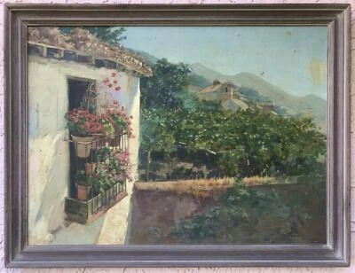 Óleo IMPRESIONISTA ~ VISTA JARDÍN, ANDALUCÍA ~ Años 1890 España LISTADO ARTISTA ESPAÑOL Foto 1 de 4