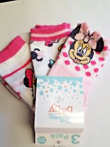 Disney Baby Minnie Mouse  3 Paar Socken * 0-6/6-12 M * weiß/rosa/pink  NEU/OVP