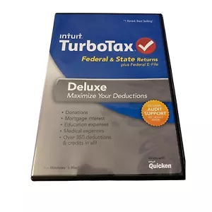 Pre-Loved Intuit TurboTax Deluxe Federal & State Returns 2013 e-file Mac PC CD - Picture 1 of 7