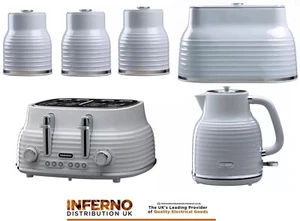 DAEWOO Sienna Kettle 4 Slice Toaster Breadbin & Canisters Matching Set In Grey - Picture 1 of 12