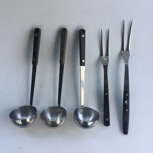 Flint Arrowhead Stainless Kitchen Utensils 5 Pieces Carving Forks Ladles Dippers - Picture 1 of 22