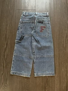 Y2K Fubu Collection Youth Boys Size 4 Baggy Wide Leg Jeans Skater Pockets - Picture 1 of 4