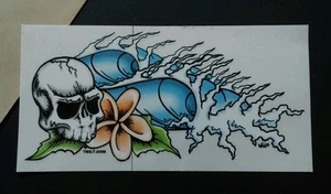 TBILT SKULL FLOWER WAVE SPLASH ART 3x6 MUSIC STICKER - Picture 1 of 1