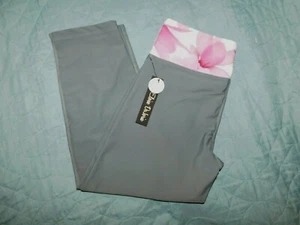 Eloise Dejoria Women's Athletic Wear Capri XS Gray Pink Floral Tropical Pants - Picture 1 of 4