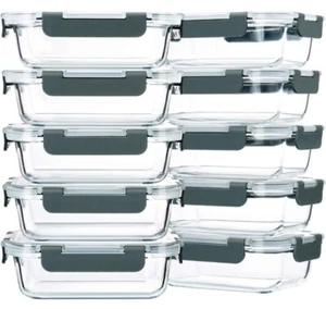 M MCIRCO Glas Meal Prep Behälter mit Deckel 10er Pack Glas Lebensmittel Aufbewahrung - Bild 1 von 6