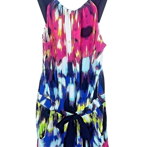 MILLY Design Nation Romper Women's Size Small Waist Tie Pockets Multicolor - Picture 1 of 7